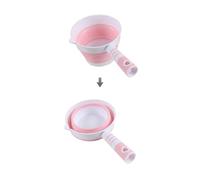 4UBonLife Foldable Water Ladle, Collapsible Water Scoop Dipper, Folding Bath Spoon Ladle, Premium and Durable Silicone Material, Space Saving for Kitchen and Bathroom, Pink