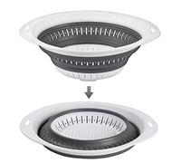 4UBonLife Silicone Collapsible Colander, Foldable Food Strainer, Pasta Drainer Kitchen Sink Strainer Filter Basket Dish Washer Safe, for Draining Pasta Vegetables and Fruits, Size Medium