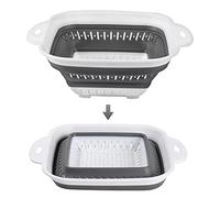 4UBonLife Silicone Collapsible Colander, Foldable Food Strainer, Pasta Drainer Kitchen Sink Strainer Filter Basket Dish Washer Safe, for Draining Pasta Vegetables and Fruits, Size Small