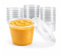 4U'LIFE 5.5 oz Clear Plastic Souffle Cup/Portion Cup With Lids-50 Sets