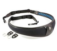 4V Design ALA - professional strap for photography in leather/canvas fabric UNIVERSAL ATTACK handmade in Italy with vegetable Tuscan leather, pre curved adjustable padded col: BLACK/BLACK