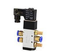 4V110-06 1/8 Air Solenoid Valve 5 Way Port 2 Position Gas Pneumatic Electric Magnetic Valves DC12V 24V 110 V220V Coil Volt 1Pcs(Wire w 8mm Fittings,AC110V)