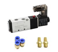 4V110-06 1/8 Inch Pneumatic Control Solenoid Valve 5 Way 2 Position with Fitting 1Pcs(4V110-06 w PC4-01,AC220)