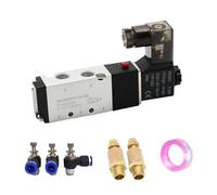 4V110-06 1/8 Inch Pneumatic Control Solenoid Valve 5 Way 2 Position with Fitting 1Pcs(4V110-06 w SL8-01,AC220)