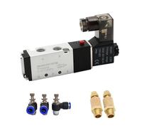 4V110-06 1/8 Inch Pneumatic Control Solenoid Valve 5 Way 2 Position with Fitting 1Pcs(4V110-06 w SL8-01,DC24)
