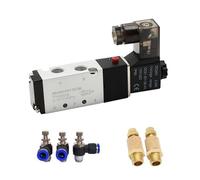 4V110-06 1/8 Solenoid Valve 5 Way Port 2 Position DC12V 24V 110V 220V(4V110-06 w SL8-01,AC220)