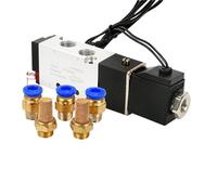 4V110-06 5 Way 2 Position 1/8" Pneumatic Solenoid Valve with Wire DC12V DC24 AC110 AC220V with 4mm/6mm/8mm/10mm/12mm(With-6mm-Fitting,AC110V)