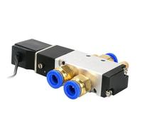 4V110-06 5 Way 2 Position 1/8" Pneumatic Solenoid Valve with wire DC12V DC24 AC110 AC220V with 4mm/6mm/8mm/10mm/12mm(With-8mm-Fitting,AC220V)