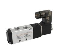 4V110-06 Air 2 Position 5 Way Electronic Pneumatic with Pneumatic Connector Solenoid Valve DC12V DC24V AC220v AC110V AC36V(with 6mm Fittings,DC12V)