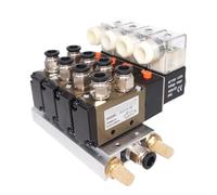 4V110-06 DC12V 24V 2 Positions 5 Way Quadruple Solenoid Valve Aluminum Base Fitting Mufflers Set 3 4 5 6 Stations AC220V AC110V(10 Stations)