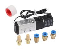 4V110-06 DC24V Solenoid Valve 2 Position 5 Way with Integrated 40-Micron Filter for Pneumatic Systems, Black