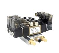 4V120-06 DC24V 12V AC220V AC110V 2 Positions 5 Way Quadruple Solenoid Valve Aluminum Base Fitting Mufflers Set 3 4 5 6 Stations(AC110V 8mm Fittings,2 Stations)