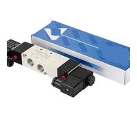 4V130C-06 4V230C-08 Solenoid Valve Double Headed Double Control 5 Way 3 Position Power Down Hold Pneumatic Directional Valve(Black,DC12V)