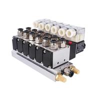 4V210-08 2 Positions 5 Way 12V 24V 110v 220v 6 Pneumatic Solenoid Valve Aluminum Base 8mm Fitting Mufflers Set 2-10 Stations(10 Stations,DC12V)