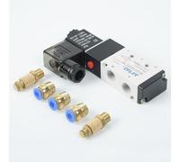 4V210-08 DC 12V Solenoid Pneumatic Valve, 5 Port 2 Position, BSPT G1/4 Thread, IP65, for Industrial Automation Equipment, with Flow Control & Male Connectors