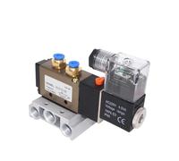 4V210-08 DC12V 24V AC110V 220V 380V 2 Positions 5 Way Quadruple Solenoid Valve Aluminum Base Mufflers Set 1-10 Stations(5 Stations,OneColor)