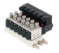 4V210-08 Manifold Stations DC12V 24V AC220V with Fittings 5 Port 2 Position Solenoid Valves Solenoid Valve Multi-Way Combination(AC110V 10mm Fittings)