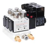 4V210-08 Manifold Stations Solenoid Valve 11-20 Combinations DC12V 24V AC220V with Fittings 5 Port 2 Position Solenoid Valves(Ac110v 12mm Fitting,17 Stations)