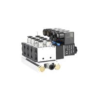 4V210-08 Manifold Stations Solenoid Valve Multi-Way Combination DC12V 24V AC220V with Fittings 5 Port 2 Position Solenoid Valves(AC220V 8mm Fittings,5 Stations)
