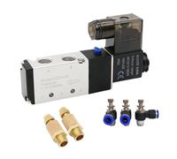 4V210-08 Pneumatic Electric Solenoid Valve 4V210-08 5 Way 2 Position Control Air Gas Magnetic Valve 12V 24V 220V 4mm-12mm Hose Fittings 1Pcs(SL 4mm Adjust,AC220)