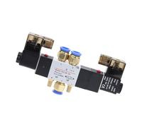 4V220-08 Air Pneumatic Solenoid Valve 5 way 2 Position 1/4" Aluminum Alloy Internal E 12VDC 24VDC 110VAC 220VAC 0.15-0.8Mpa IDGTTLDF(PC 6mm Fittings,AC110V)