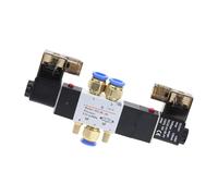 4V220-08 Air Pneumatic Solenoid Valve 5 way 2 Position 1/4" Aluminum Alloy Internal E 12VDC 24VDC 110VAC 220VAC 0.15-0.8Mpa IDGTTLDF(PC 4mm Fittings,AC220V)