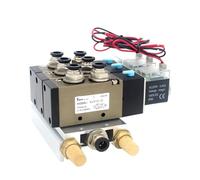 4V310-10 DC24V 12V AC220V AC110V 2 Positions 5 Way Quadruple Solenoid Valve Aluminum Base Fitting Mufflers Set 3 4 5 6(Ac220v 8mm Fittings)