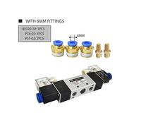 4V320-10 5 Way 2 Position Double headed Double control Power down hold Pneumatic directional Solenoid valve With 6mm fittingsDC12V