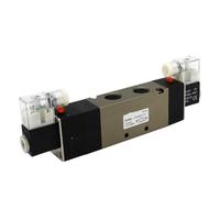 4V430C-15 4V430E-15 4V430P-15 AC220V 5 Ports 3 Position Dual Solenoid Pneumatic Air Valve 1/2" BSPT DC12V 24V 220V with Fittings(4V430C-15 AC220V)