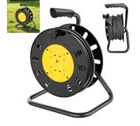 4Way 15M Heavy Duty Cable Extension Reel Lead Gang Mains Socket ，Medium Extension Lead Cable Reel，Ideal For Site Work, Power Tools, Diy, Trade Use