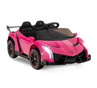COSTWAY 4WD Kids Ride On Sports Car Lamborghini with Taillights-Pink, Pink