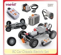 4WD RC Car Chassis Electric Set Building Block Motor Wheels RC Reciever Battery Box Functions Simulation Spray MOC Technical Toy Power Group