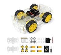 4WD Robot Car Chassis Kit with TT Motor, Battery Box, Acrylic Chassis and 4 Wheels for Robotics Projects, Smart Robot Chassis, Robot Car Platform for Arduino Raspberry Pi (4WD Robot Chassis)