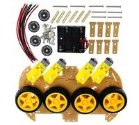 4WD Robot for smart Car Chassis Kit with Speed Encoder for Arduino, ABS Metal DIY Platform with Gear Motors and Fasteners