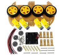 4WD Robot Smart Car Chassis Kit with Speed Encoder for Arduino, ABS Metal Platform, Quad-Reduction DC Motor, Easy Assembly DIY Robotics Project