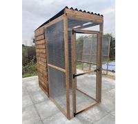 4wire 6ft x 3ft Animal Run 19g Boarded Panel Options Chicken, Rabbit Run Bird Aviary (Black Waterproof Roof, 3 boarded panels)
