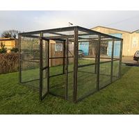 4wire Large Walk In BLACK Animal Run 12FT x 8FT Dog Cat Rabbit Chicken Enclosure 16G (Mesh Roof)