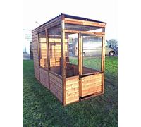 4wire Luxury Cat Run With raised Sleeping Box 4ft x 8ft (Black Waterproof Roof)