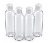 4x 100ml clear Travel Bottles with Flip Cap for Toiletries Empty Refillable Clear Plastic Travel Liquid Containers Ideal For Shampoo Cosmetic Lotion Body Wash Makeup Shower Gel Hand Soap (pack of 4)