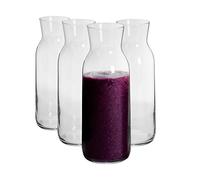 Argon Tableware 4x 1200ml Glass Water Jug - 'Brocca' Range - Juice Carafe Decanter for Water, Wine, Iced Tea
