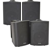 4x 120W Black Wall Mounted Stereo Speakers 6.5" 8Ohm Premium Home Audio Music Loops Black One Size