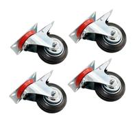 4x 125mm Heavy Duty Castor Wheels With Brakes Max Load 280kg Braked Rubber Trolley Wheels For Furniture With 360 Degree Swivel Multi Surface Castors Set Of 4 Easy Fit Wheel For Trolley
