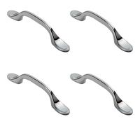 4x 128mm Shaker Style Cabinet Pull Handle 76mm Fixing Centres Polished Chrome