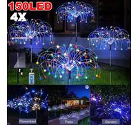 4X 150LED Solar Firework Lights Outdoor Garden Stake Hinsinc Multi One Size