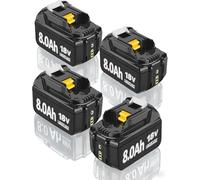 4x 18V 8.0Ah/8000mAh Lithium Battery for makita BL1860B, BL1860, BL1850B, BL1850, BL1840B, BL1840, BL1830B, BL1835,BL1845, 194205-3,194309-1,BL1890 BL1415 BL1430 BL1440 BL1835 194205-3 LXT-400