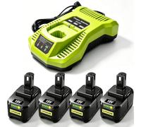4X 18V 8.0Ah P108 Replacement for Ryobi Battery One+ with P117 Charger | P102 P103 P104 P105 P106 P107 RB18L50 RB18L25 RB18L40 RB18L15 RB18L13 Compatible for Ryobi 18v Battery