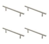 4x 19mm Straight T Bar Pull Handle 225mm Fixing Centres Satin Stainless Steel