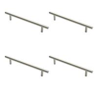 4x 19mm Straight T Bar Pull Handle 300mm Fixing Centres Satin Stainless Steel