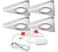 4x 2.6W LED Kitchen Triangle Spot Light & Driver Kit Stainless Steel Warm White