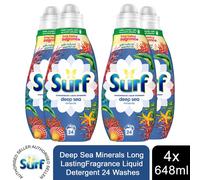 4x 24W Surf Deep Sea Minerals Lasting Fragrance Liquid Detergent 648ml